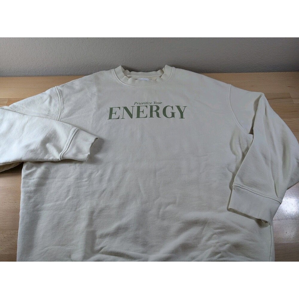 Mate The Label Sweatshirt Womens M/L Cream Crewneck Sweater Oversized